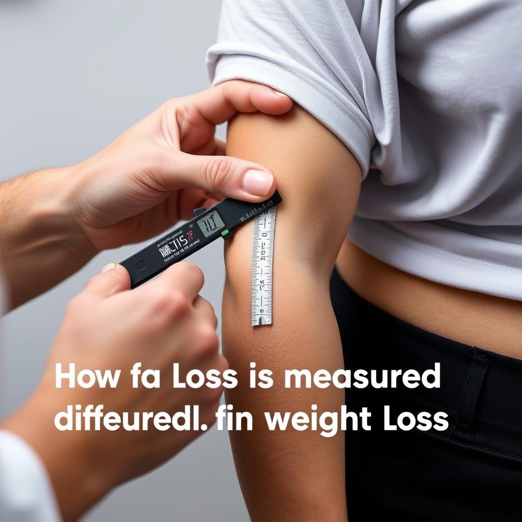 Body fat measurement using calipers showing fat loss