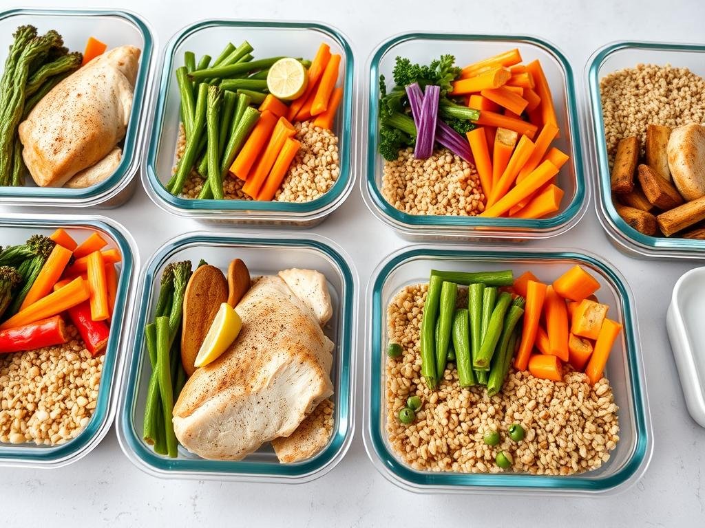 Healthy meal prep focused on protein and whole foods for fat loss