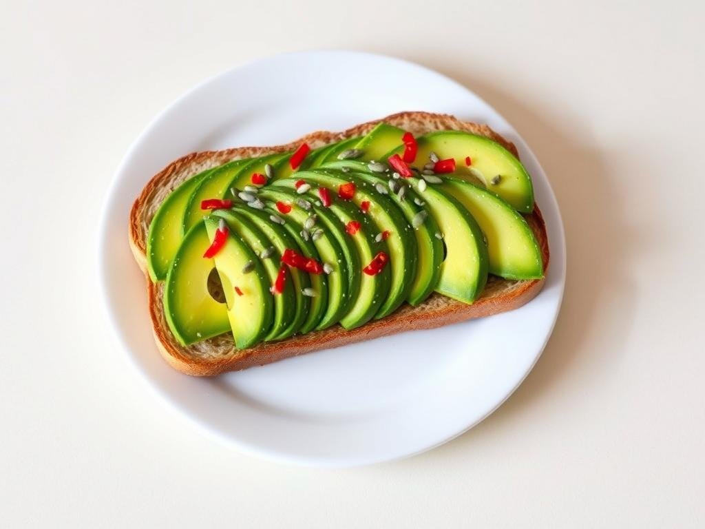 Sliced avocado on toast with seeds sprinkled on top - foods that balance hormones naturally