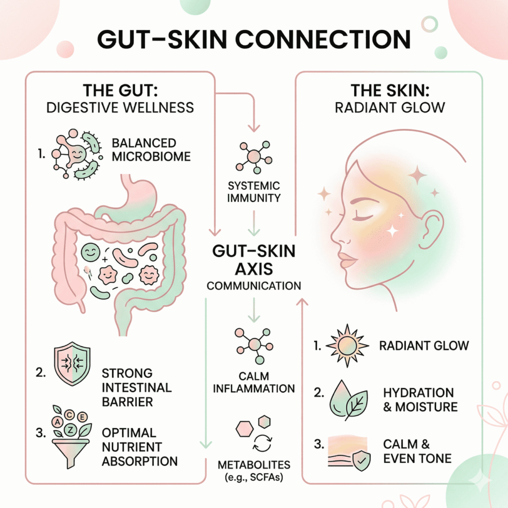 Gut Skin Connection - gut health for skin infographic