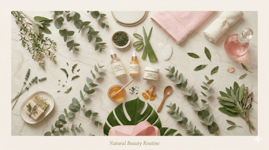 natural beauty and skin health routine infographic