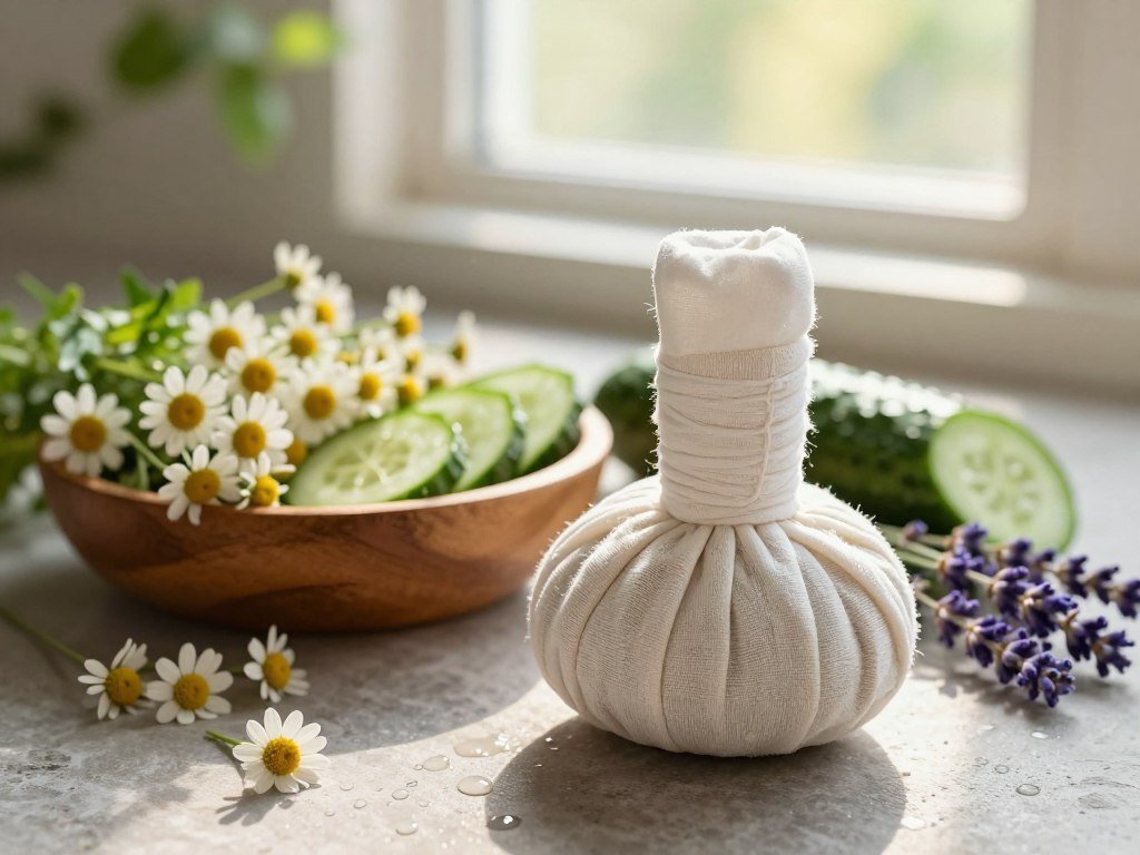 Soothe Puffy Eyes: Herbal Compress Calm Ritual